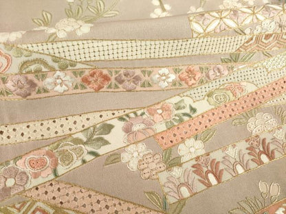 平和屋着物●訪問着　総刺繍　中国三大刺繍　汕頭刺繍　スワトウ刺繍　蔓帯花文　金糸　正絹　逸品　AABH9974ck
