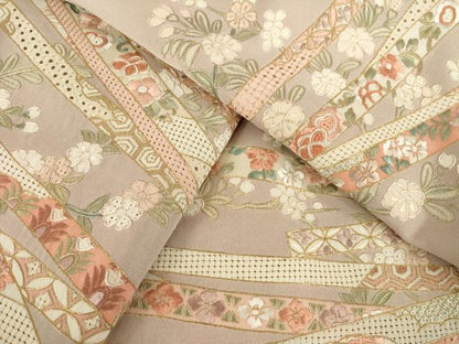 平和屋着物●訪問着　総刺繍　中国三大刺繍　汕頭刺繍　スワトウ刺繍　蔓帯花文　金糸　正絹　逸品　AABH9974ck