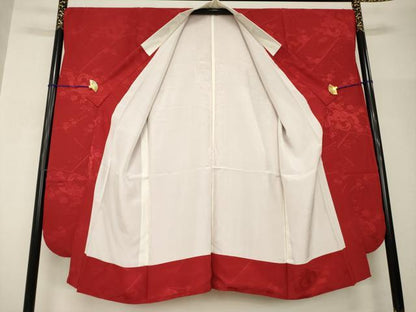 平和屋着物●振袖用長襦袢　袷　花鼓文　正絹　逸品　AABH9977ck