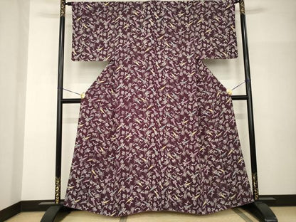 平和屋着物●上質な小紋　型染め　成り物　人参　正絹　逸品　AABH9978ck