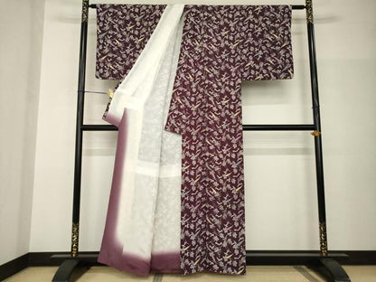 平和屋着物●上質な小紋　型染め　成り物　人参　正絹　逸品　AABH9978ck