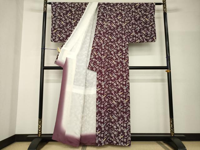 平和屋着物●上質な小紋　型染め　成り物　人参　正絹　逸品　AABH9978ck