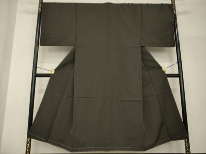 平和屋着物●男性　お召　色無地　檳榔子染色　三越扱い　正絹　逸品　未使用　AABH9979ck