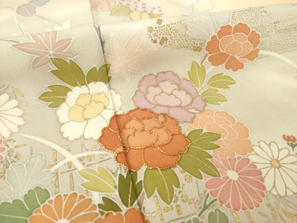 平和屋着物●創業460年・千總　訪問着　駒刺繍　流水花文　暈し染め　金彩　正絹　逸品　AABH9982ck