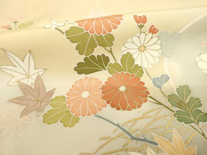 平和屋着物●創業460年・千總　訪問着　駒刺繍　流水花文　暈し染め　金彩　正絹　逸品　AABH9982ck
