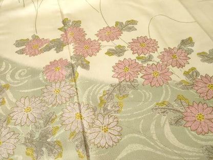 平和屋着物●訪問着　草花文　金彩　正絹　逸品　AABH9983ck