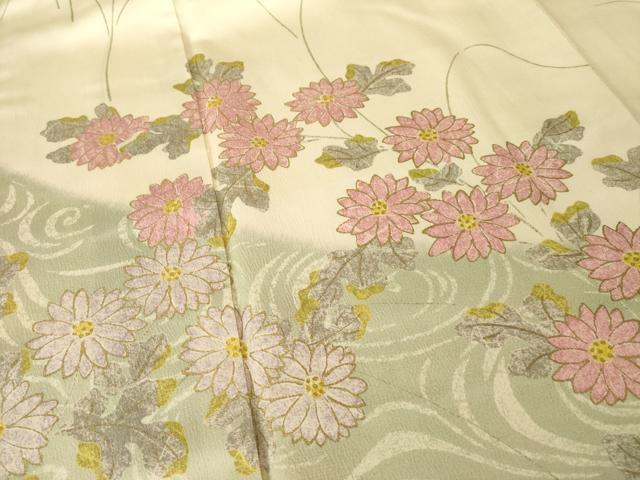 平和屋着物●訪問着　草花文　金彩　正絹　逸品　AABH9983ck