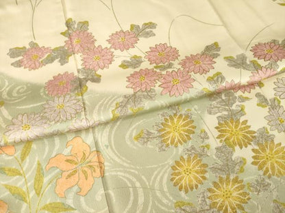 平和屋着物●訪問着　草花文　金彩　正絹　逸品　AABH9983ck
