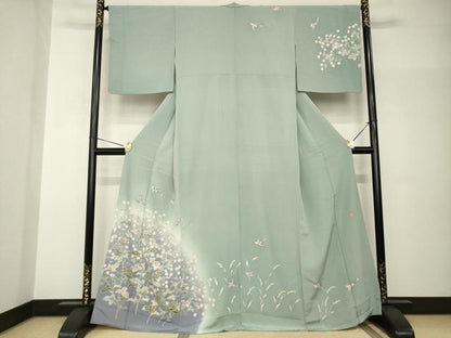 平和屋着物●本加賀友禅作家　魚津誠　訪問着　花鳥文　暈し染め　さが美扱い　正絹　逸品　AABH9987ck