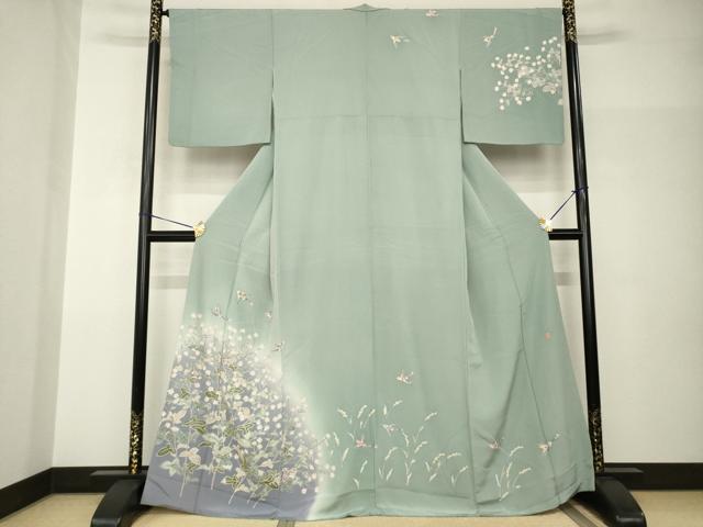 平和屋着物●本加賀友禅作家　魚津誠　訪問着　花鳥文　暈し染め　さが美扱い　正絹　逸品　AABH9987ck