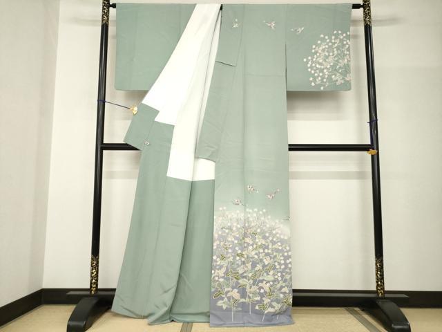 平和屋着物●本加賀友禅作家　魚津誠　訪問着　花鳥文　暈し染め　さが美扱い　正絹　逸品　AABH9987ck