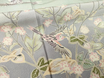 平和屋着物●本加賀友禅作家　魚津誠　訪問着　花鳥文　暈し染め　さが美扱い　正絹　逸品　AABH9987ck