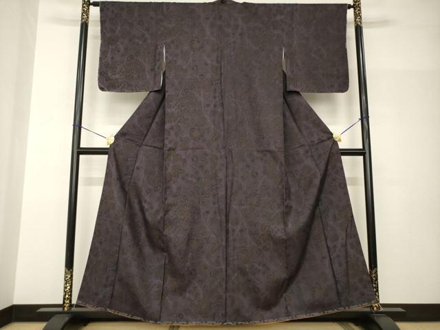 平和屋着物●本場大島紬　染大島　小紋　更紗花唐草文　正絹　逸品　未使用　AABH9988ck