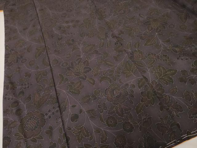 平和屋着物●本場大島紬　染大島　小紋　更紗花唐草文　正絹　逸品　未使用　AABH9988ck