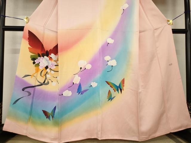 平和屋着物●絵本作家　永田萌　訪問着　花蝶文　金通し地　正絹　逸品　AABH9989ck