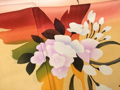 平和屋着物●絵本作家　永田萌　訪問着　花蝶文　金通し地　正絹　逸品　AABH9989ck