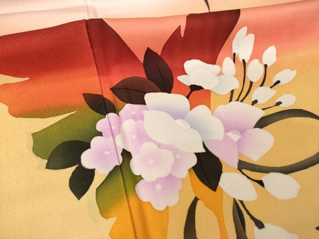 平和屋着物●絵本作家　永田萌　訪問着　花蝶文　金通し地　正絹　逸品　AABH9989ck