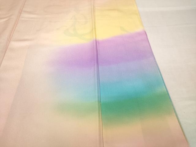 平和屋着物●絵本作家　永田萌　訪問着　花蝶文　金通し地　正絹　逸品　AABH9989ck