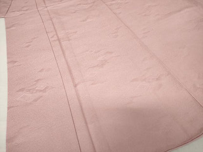 平和屋着物●上質な色無地　菱地紋　鴇浅葱色　正絹　逸品　AABH9993ck