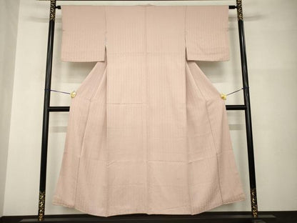 平和屋着物●上質な色無地　檜垣地紋　水柿色　正絹　逸品　AABH9994ck