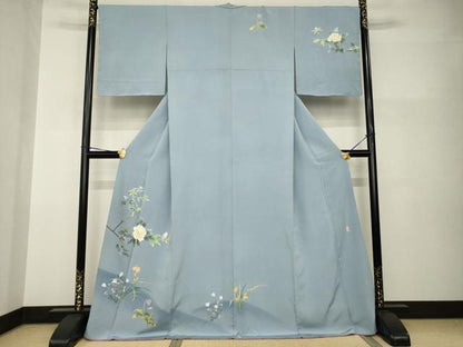 平和屋着物●訪問着　友禅　作家物　峰山　枝花文　暈し染め　ロング丈　正絹　逸品　AABH9997ck