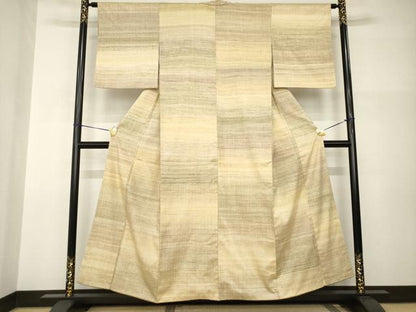 平和屋着物●上質な紬　横段文　正絹　逸品　AABH9999ck