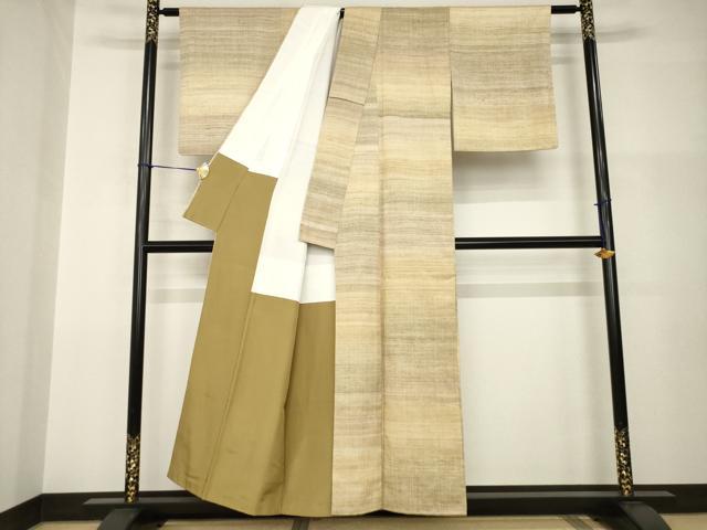 平和屋着物●上質な紬　横段文　正絹　逸品　AABH9999ck