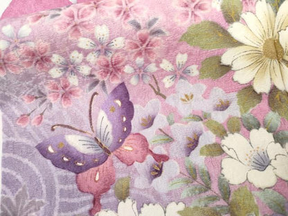 平和屋着物●豪華振袖　刺繍　花車舞蝶文　暈し染め　金糸　金彩　正絹　逸品　AABI0008cs