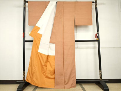 平和屋着物●染司よしおか　五代目　吉岡幸雄　紬　色無地　赤香色　正絹　逸品　AABI0011cs
