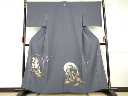 平和屋着物●豪華色留袖　作家物　武一　手描き　風神雷神　紅掛花色地　金彩　正絹　逸品　AABI0012cs