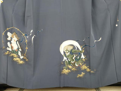 平和屋着物●豪華色留袖　作家物　武一　手描き　風神雷神　紅掛花色地　金彩　正絹　逸品　AABI0012cs