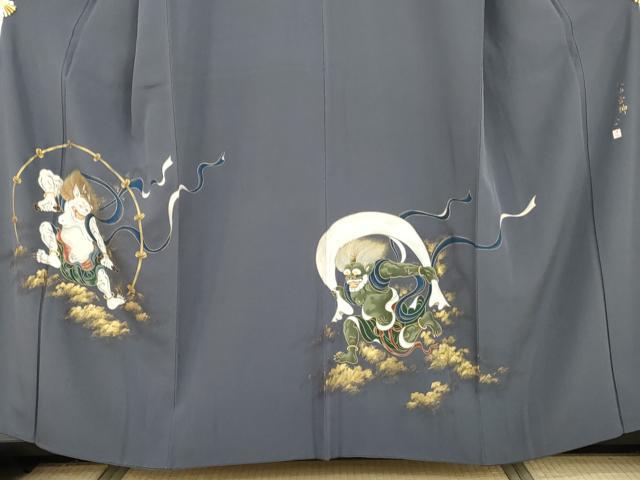 平和屋着物●豪華色留袖　作家物　武一　手描き　風神雷神　紅掛花色地　金彩　正絹　逸品　AABI0012cs