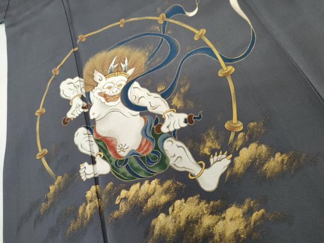 平和屋着物●豪華色留袖　作家物　武一　手描き　風神雷神　紅掛花色地　金彩　正絹　逸品　AABI0012cs
