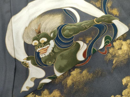 平和屋着物●豪華色留袖　作家物　武一　手描き　風神雷神　紅掛花色地　金彩　正絹　逸品　AABI0012cs