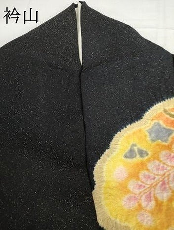 平和屋着物●樋熊哲也　訪問着　辻が花　絞り　手描き　振袖　辻が花　絞り　金通し地　正絹　逸品　AABI0013cs