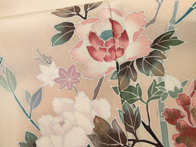 平和屋着物●訪問着　友禅　枝花文　暈し染め　正絹　逸品　AABI0015cs