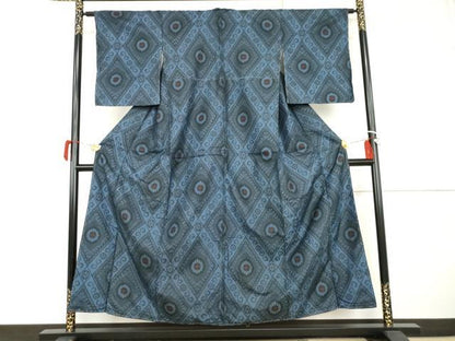 平和屋着物●本場大島紬　割込み絣　花菱文　正絹　逸品　AABI0019cs