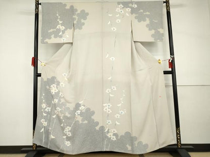平和屋着物●訪問着　友禅　作家物　番峰　枝花文　正絹　逸品　AABI0023cs