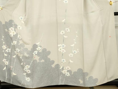平和屋着物●訪問着　友禅　作家物　番峰　枝花文　正絹　逸品　AABI0023cs