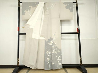 平和屋着物●訪問着　友禅　作家物　番峰　枝花文　正絹　逸品　AABI0023cs