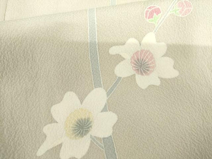 平和屋着物●訪問着　友禅　作家物　番峰　枝花文　正絹　逸品　AABI0023cs