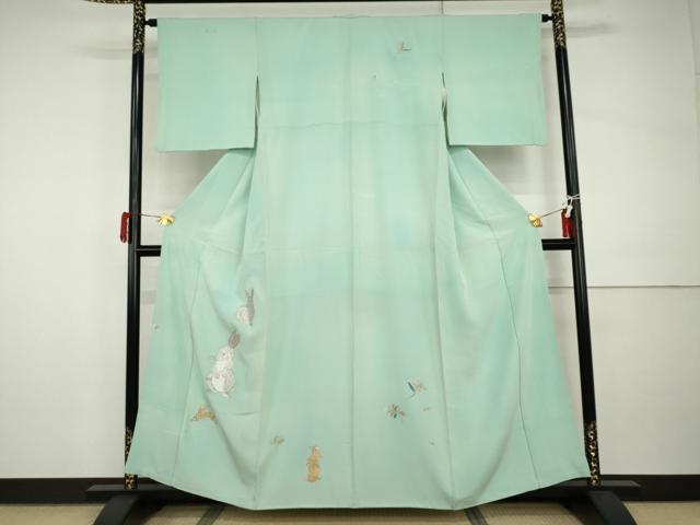 平和屋着物●訪問着　兎　金銀彩　正絹　逸品　AABI0024cs