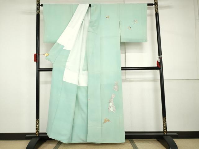 平和屋着物●訪問着　兎　金銀彩　正絹　逸品　AABI0024cs