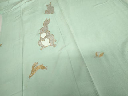 平和屋着物●訪問着　兎　金銀彩　正絹　逸品　AABI0024cs