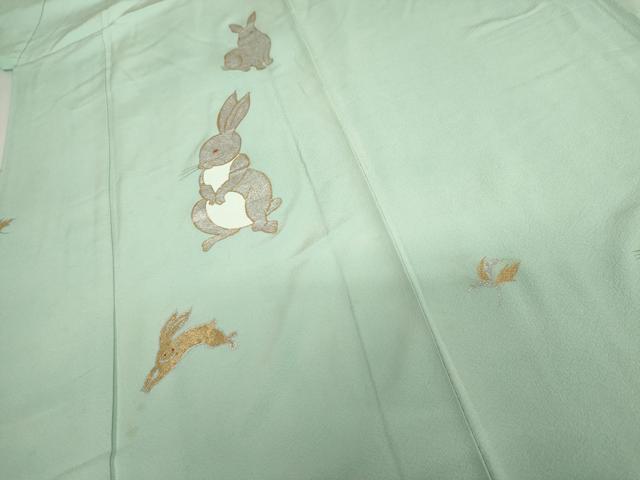 平和屋着物●訪問着　兎　金銀彩　正絹　逸品　AABI0024cs
