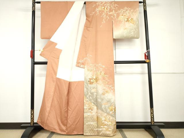 平和屋着物●訪問着　地紙吉祥花文　暈し染め　金彩　正絹　逸品　AABI0025cs