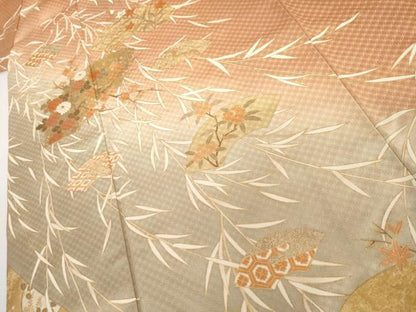 平和屋着物●訪問着　地紙吉祥花文　暈し染め　金彩　正絹　逸品　AABI0025cs