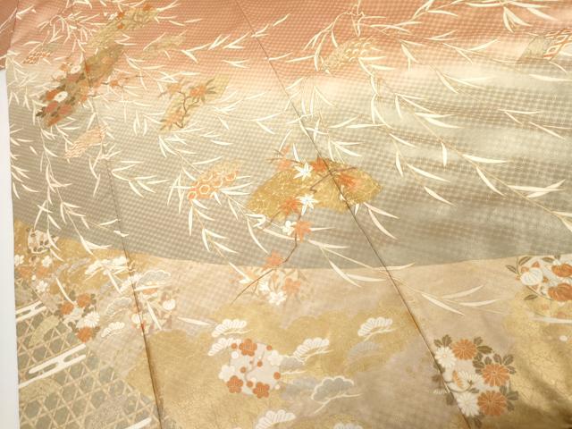 平和屋着物●訪問着　地紙吉祥花文　暈し染め　金彩　正絹　逸品　AABI0025cs