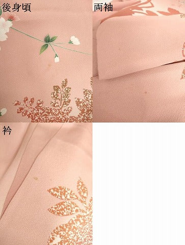 平和屋着物●訪問着　友禅　枝花文　枝葉シルエット　暈し染め　正絹　逸品　AABI0026cs