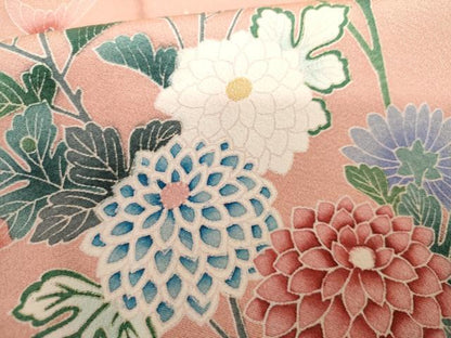 平和屋着物●訪問着　友禅　枝花文　枝葉シルエット　暈し染め　正絹　逸品　AABI0026cs